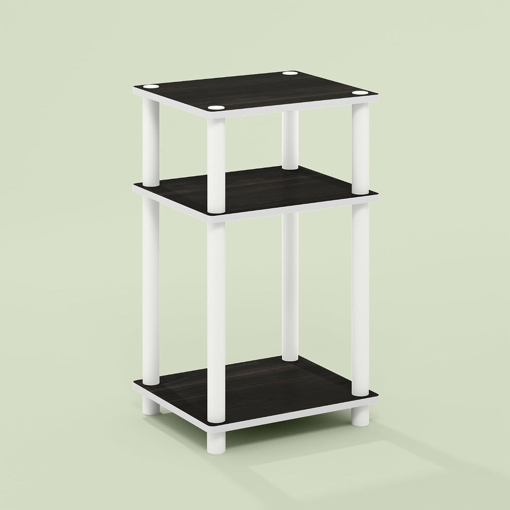Arau End Table, Side Table, Nightstand, with 2 Tier Open Shelves for Living Room, Bedroom, 1-Pack, White/White