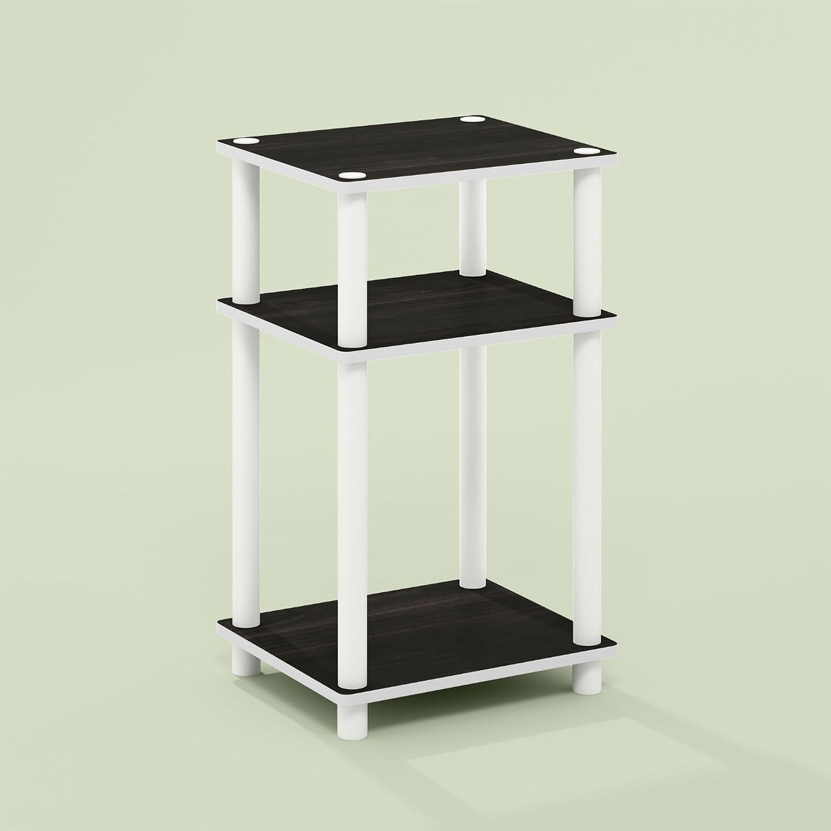 Arau End Table, Side Table, Nightstand, with 2 Tier Open Shelves for Living Room, Bedroom, 1-Pack, White/White