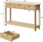 HOKYHOKY Fluted Console Table with Drawers, 47.1" Entryway Table, Natural