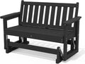 SERWALL 2 Person Patio Glider Bench, HDPE All Weather Swinging Bench, Black