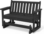 SERWALL 2 Person Patio Glider Bench, HDPE All Weather Swinging Bench, Black