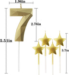 Golden Number 7 & Star 3D Diamond Shaped Birthday Candles - 2.76 inch, Suitable for Parties & Cake Decorations