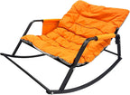 Oversized Rocking Chair - 400lb Capacity Recliner w/Cushion, Breathable Mesh Sling - Indoor/Outdoor Lounger (Orange)