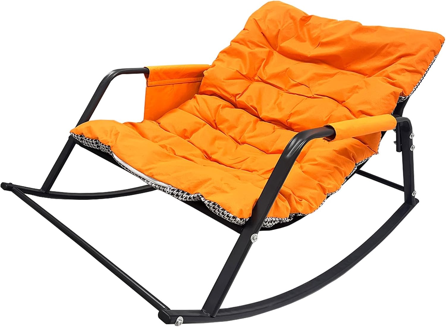 Oversized Rocking Chair - 400lb Capacity Recliner w/Cushion, Breathable Mesh Sling - Indoor/Outdoor Lounger (Orange)