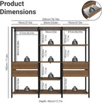 Madesa Kitchen Pantry Storage Rack with 4 Drawers, Open Shelves and Hanging Space 78" L Multiuse Modular Cabinet for Kitchen Organization - Black/Brown