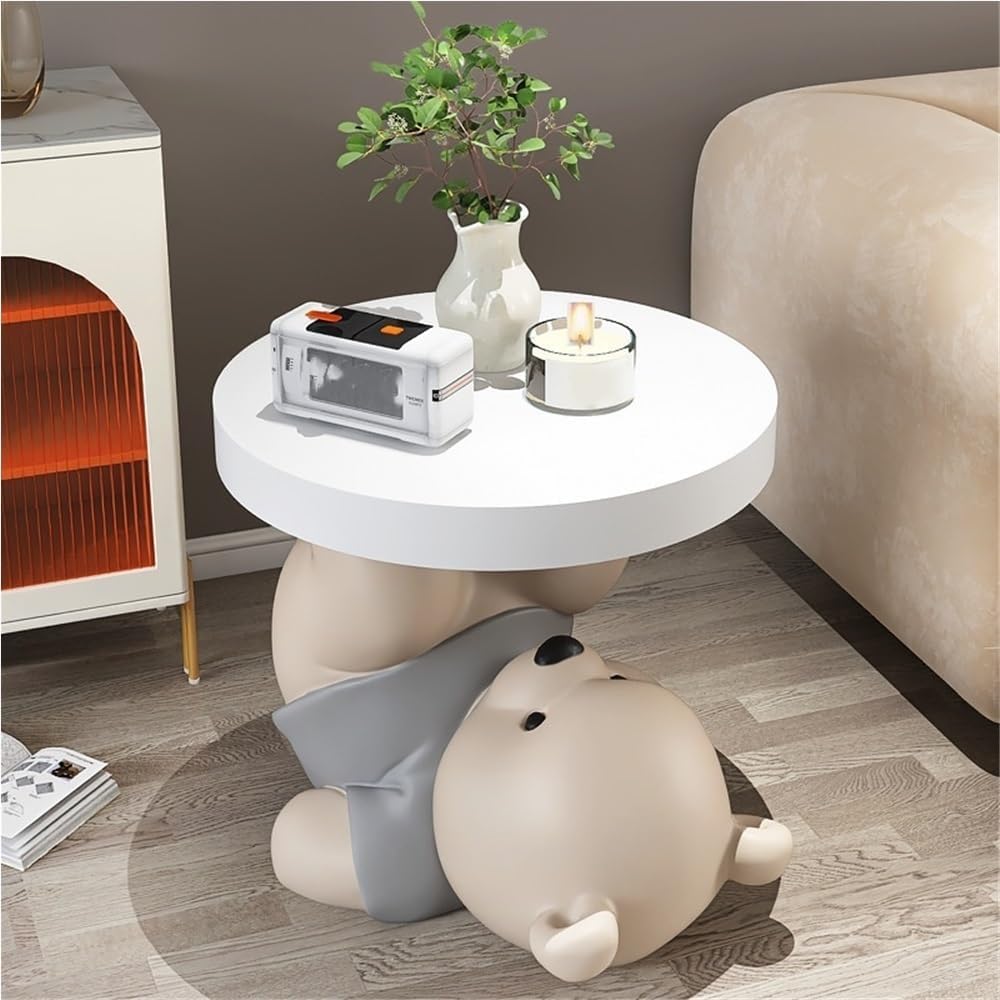 Bear Statue Side Table, Modern Sofa Table, Resin Sculpture Bedside Table, Home Decor, Cute Bedroom Decor, Accent Table for Living Room(Brown)