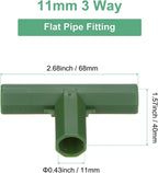 4 Pcs 11mm Greenhouse Frame Building Connectors, 3 Way Flat Pipe Fitting for Grape Trellis/Sunscreen Shed/Gardening Plant Stakes, Greenhouse Accessories [Green]