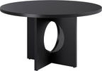 Garvee 47" Round Dining Table for 4-6 People - Circle Kitchen Dinner Table with Sturdy Pedestal Base, Space Saving Dinning Room Furniture for Living Room, Kitchen, Apartment, Black