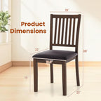 Giantex Wooden Dining Chairs Set of 4, Upholstered Kitchen Chairs w/Slat Back, Wear-Resistant PVC Leather, Rubber Wood Legs, Farmhouse Dining Side Chairs for Dining Room, Living Room, Espresso