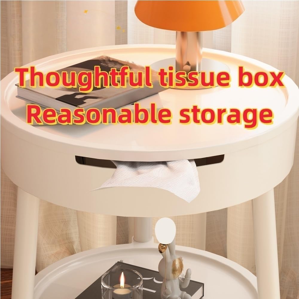 2 Tier Portable End Table, Decorative Side Table, PP Plastic Coffee Table, Modern Corner Table for Living Room, Bedroom, Balcony(Pink)
