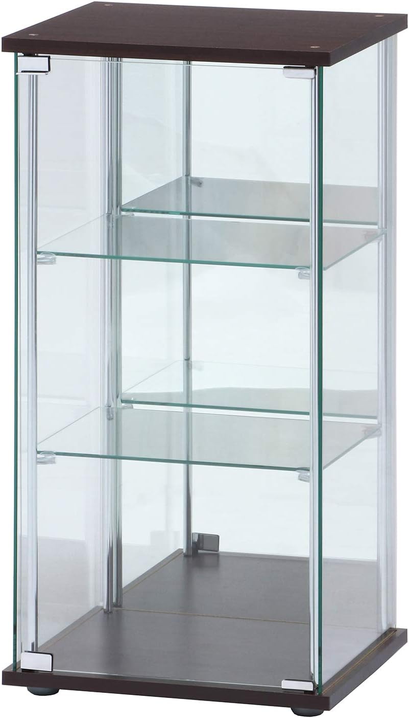 Fuji Boeki 97336 Collection Case, Figure Case, 3 Tiers, Width 16.7 x Depth 14.4 x Height 33.9 inches (42.5 x 36.5 x 86 cm), Brown, Tempered Glass, Rear Mirror, Assembly Required