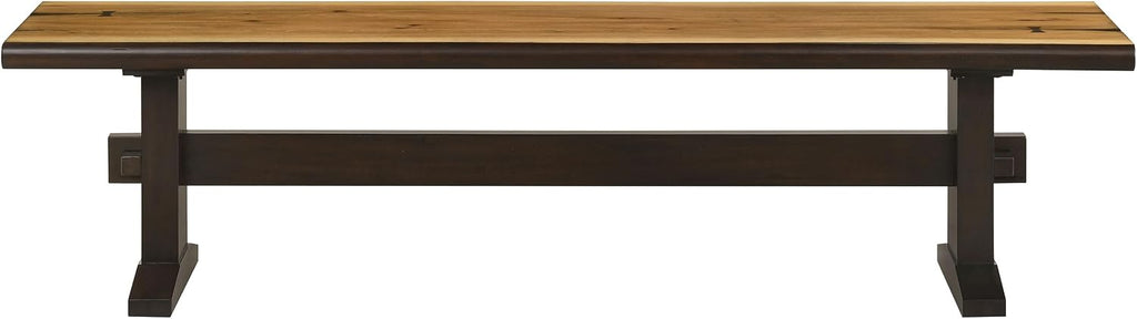 Coaster Home Furnishings - Bexley - 70-Inch Wood Dining Bench - Rustic Farmhouse Trestle Design - Kitchen, Dining Room - Natural Honey & Smoky Black - 110333
