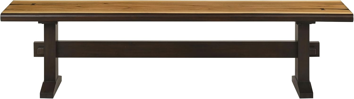 Coaster Home Furnishings - Bexley - 70-Inch Wood Dining Bench - Rustic Farmhouse Trestle Design - Kitchen, Dining Room - Natural Honey & Smoky Black - 110333