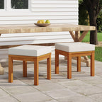 Patio Stools with Cushions 2 pcs 15.7"x15.7"x16.5" Solid Acacia Wood