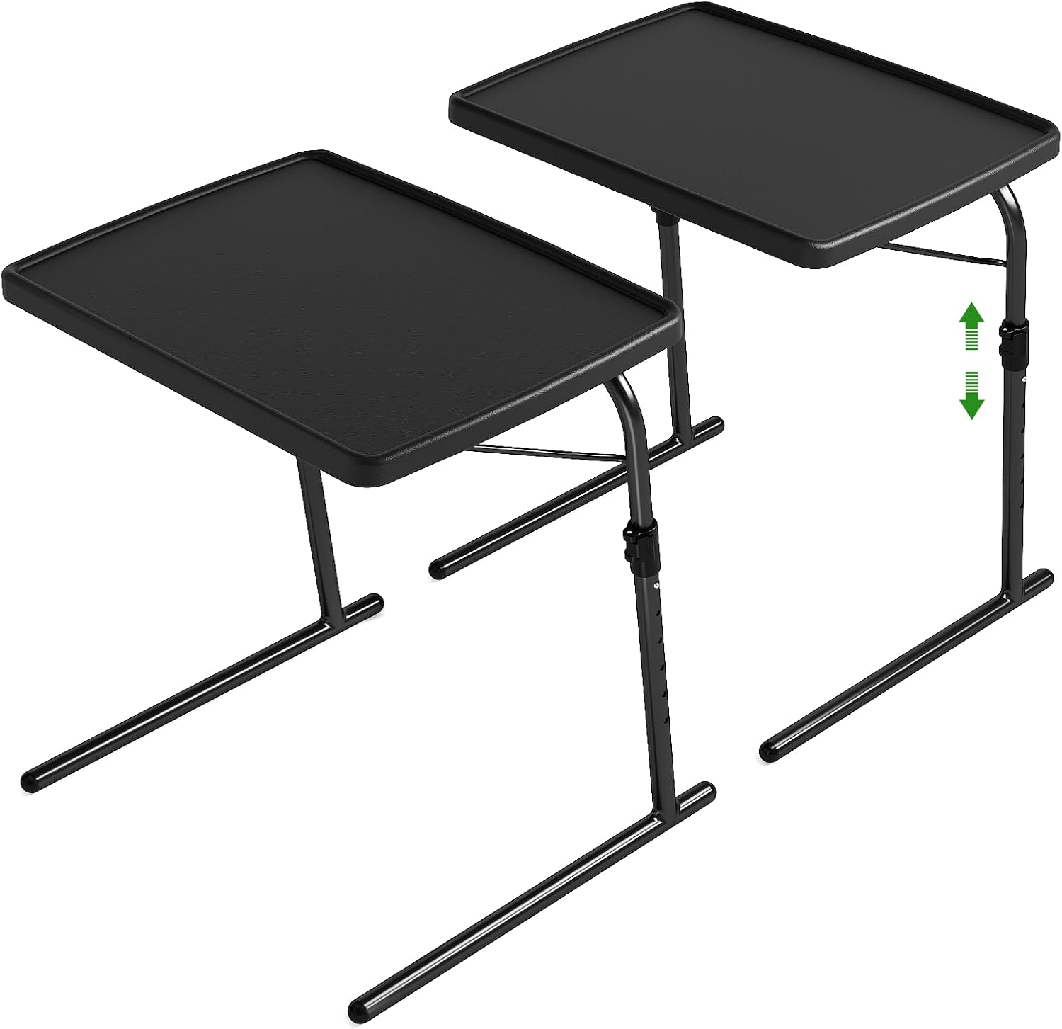 TV Tray Table, 16.9 x 22 x 29.1inch XL Folding Dinner Table with 6 Height & 3 Tilt Angle Adjustments, Large Couch Desk for Working, Portable and Adjustable Laptop Desk for Sofa and Bed, 2 Pack