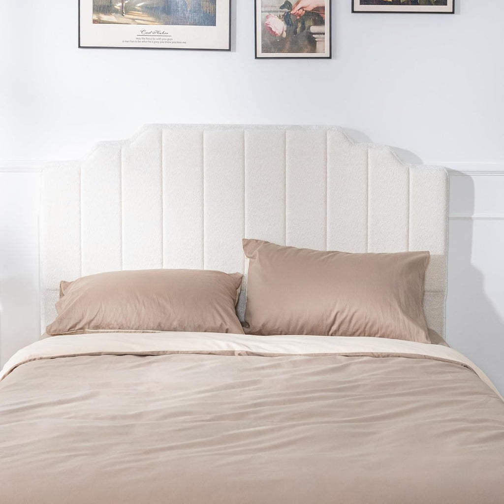 Queen Headboard, Beige Upholstered Headboard for Bed, No Assembly