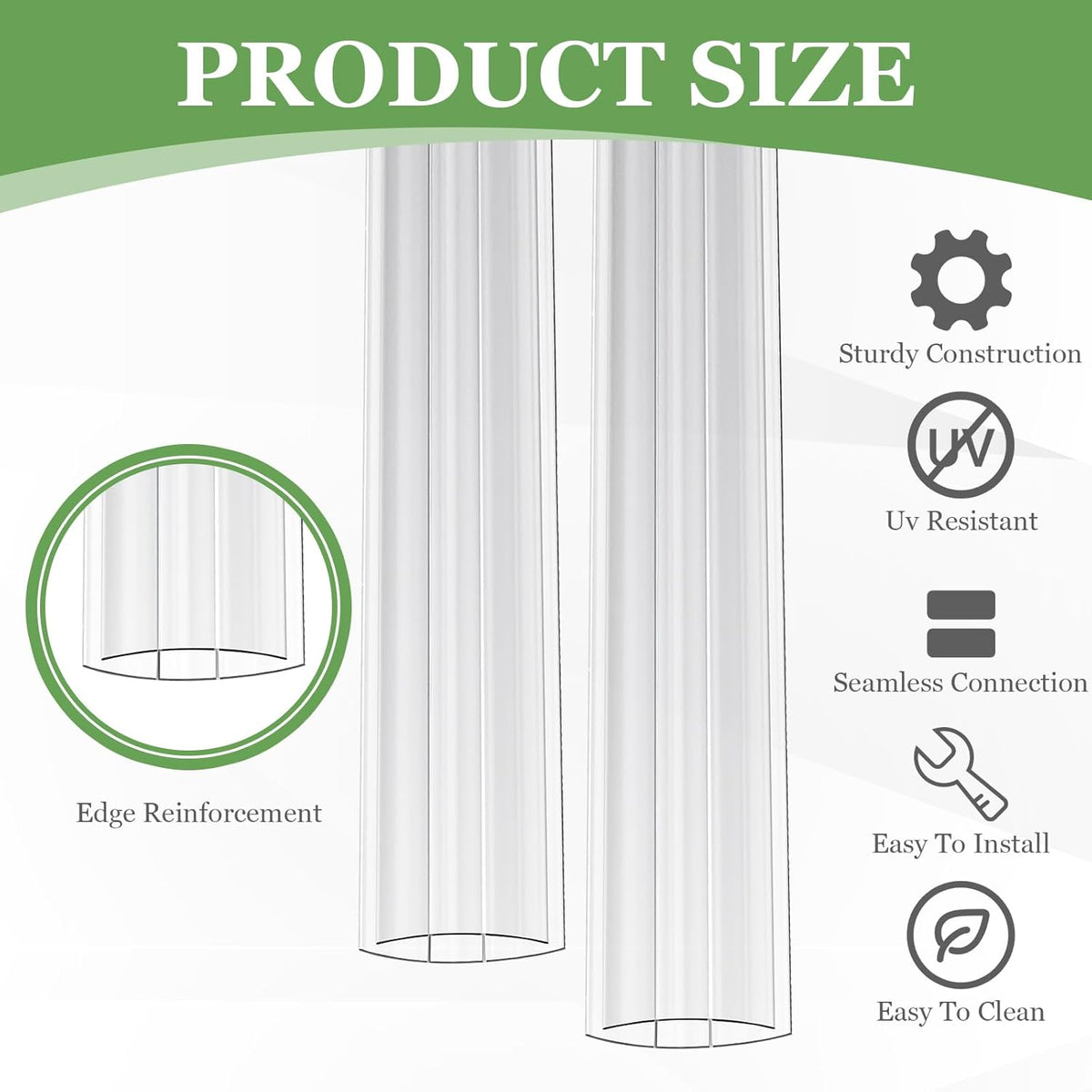 Tandefio 12 Pcs 4 ft Polycarbonate Greenhouse Panels H Connectors Fits 8 mm Polycarbonate Panels Clear Roofing Greenhouse Accessories