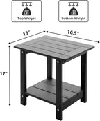 Meluvici Double Adirondack Side Table Weather Resistant, Outdoor Rectangular End Table for Adirondack Chair, Black with Wood Grain