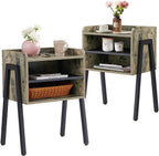 VECELO Nightstand Set of 2,Industrial Side Table End Table,Stackable Accent Table with 2-Tier Open Storage Compartments for Bedroom, Living Room and Small Spaces