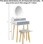 YOURLITE Small Makeup Vanity Desk with Mirror and Lights | Compact Vanity, 3 Lighting Modes, Adjustable Brightness, 3 Drawers, Cushioned Stool