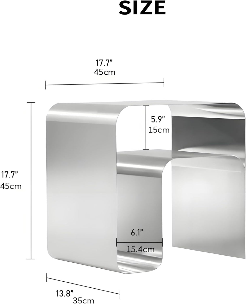 Modern Stainless Steel Side Table,Minimalist Nightstand and Sofa Table Silver Metal End Table Elegant Small Coffee Table for Bedroom Desktop Bookshelf Magazine Rack Multi-Functional Organizer