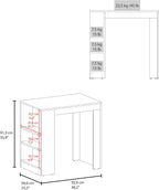 Kitchen Island with Dining Surface and Storage Shelves | Three side shelves for kitchen storage and meal prep convenience
