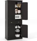 Tangkula 72" H Kitchen Pantry Cupboard Cabinet, Traditional Freestanding Large Tall Storage Cabinet with 2 Cabinets and Drawer, Adjustable Shelves, for Living Room Kitchen, 30 x 16 x 72 Inch
