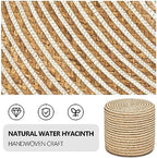 18'' Ottoman Pouf Natural Braided Poof Rustic Handweave Lounge Pouffe | Work as footrest extra guest seat vanity stool side table balcony lounge seat Ideal for living room bedroom dorm patio garden