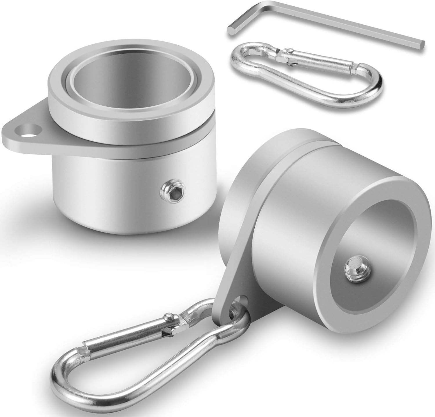 1" Flag Pole Rings, 2 Pcs Anti Wrap Flag Pole Clips Swivels, 360° Rotating Flagpole Flag Mounting Rings, Aluminum Alloy Spinning Flag Pole Kit Parts for 0.75-1.02" Diameter (1 Inch, Silver)