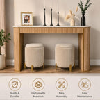 Round Ottoman Foot Stool with Storage and Metal Legs for Living Room Bedroom, Velvet Upholstered Footrest Stool Support 300lbs Modern Padded Seat Ottoman Coffee Table (Oatmeal‌)