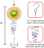18" Wind Spinner Outdoor Hanging Metal Figurine Spinner for Garden Décor Ornaments,Lawn Yard Patio,Sunflower