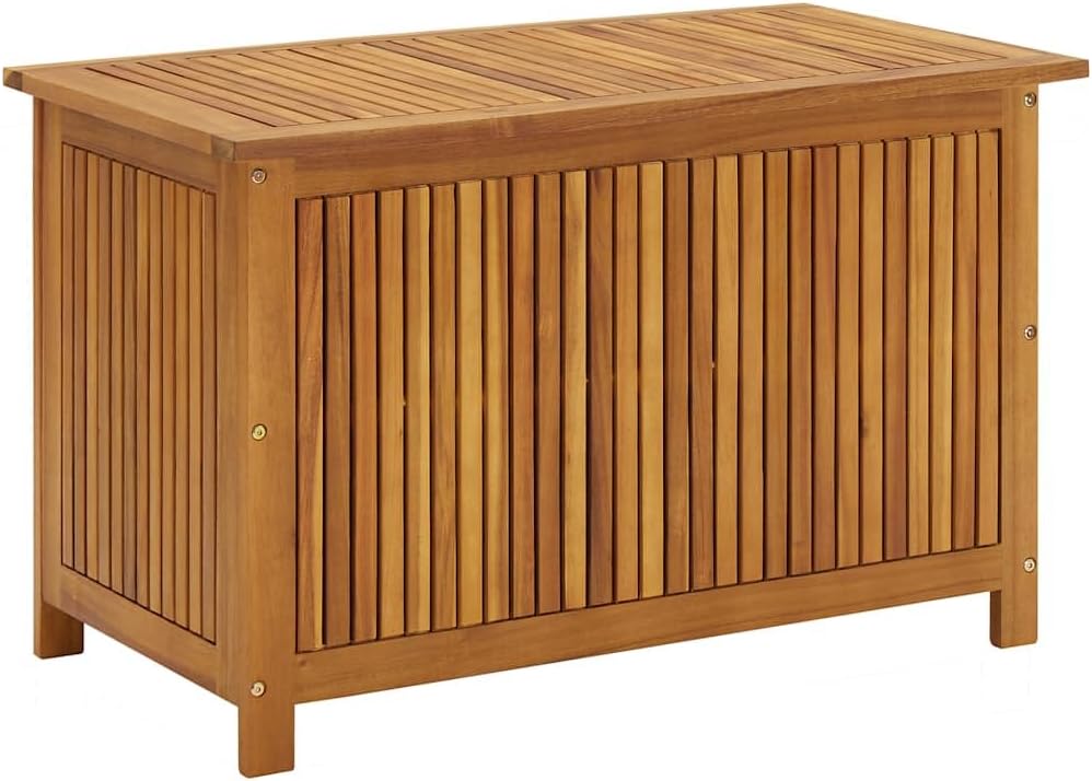 Wooden Patio Storage Box, Garden Tools Box Container, 35.4"x19.7"x22.8" Solid Wood Acacia,-653