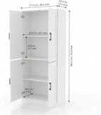 DIYART 71" Tall Kitchen Pantry Cabinet, Freestanding Food Storage Organizer with Doors & Adjustable Shelves, Large Utility Hutch Cupboard for Dining Room, Kitchen & Home Office, White