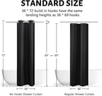 Furlinic No Hook Stall Shower Curtain 36x72 Inch,Polyester Fabric Bathroom Curtains with 4 Plastic Built-in Grommets,Waterproof & Machine Washable,Hotel Style,Small Half Size,Black