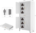Bevivog Tall Pantry Cabinet with Drawers, 71" Metal Storage Cabinets with Doors and Shelves, 4 Doors Freestanding Cupboard for Kitchen/Office/Dining Room/Living Room/Laundry