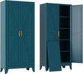 Tall Kitchen Pantry Storage Cabinet,Metal Blue Cabinets With Doors and Adjustable Shelves,Garage Storage Cabinets,Large Steel Shop Cabinet With Lock,Lockable Tool Cupboard For Living Room (Blue)