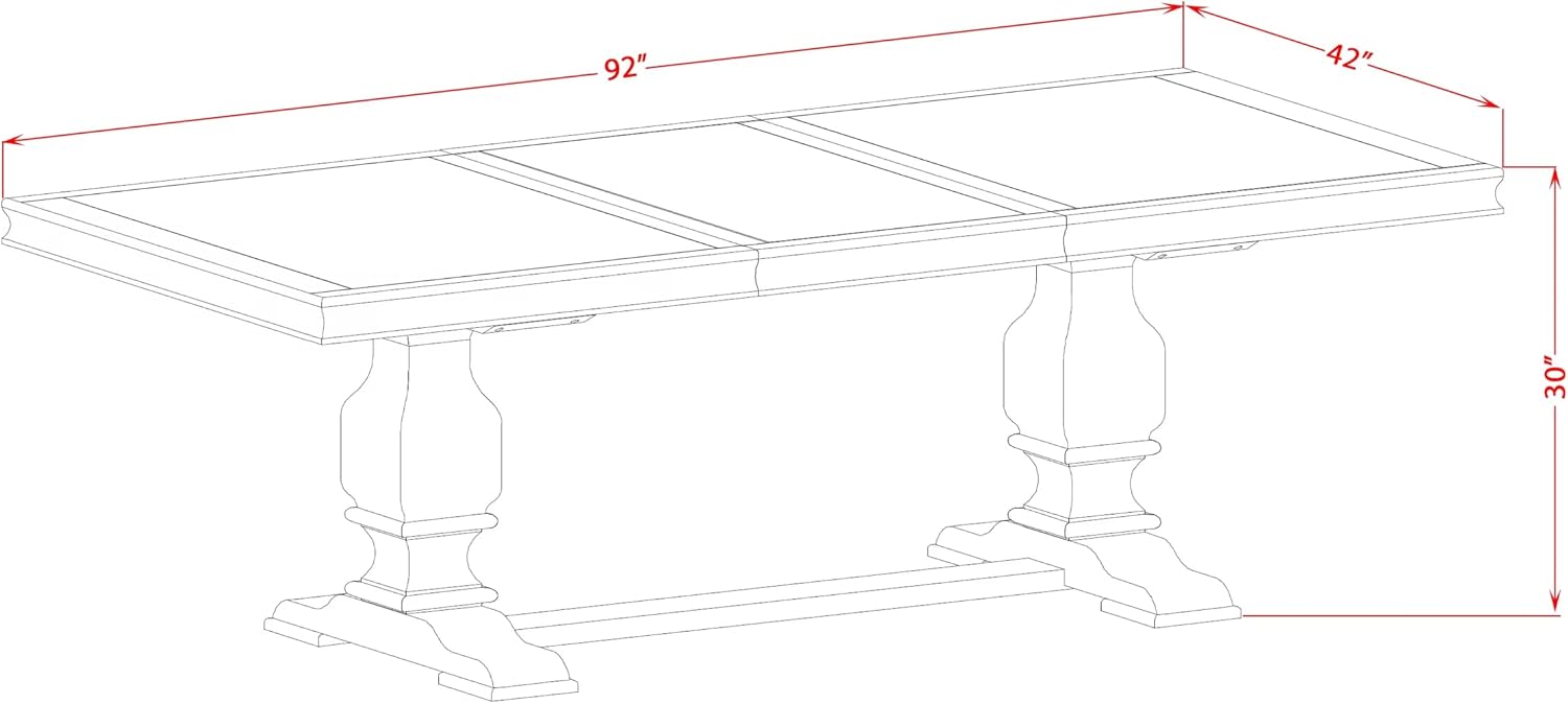 LKMA9-AWA-36 9 Pieces Dining table set includes a Rectangular Dining Table and 8 Light Beige Polyester Fabric Dining Room Chairs, Antique Walnut finish