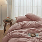 Face Two Face Bedding Duvet Cover Set 3 Pieces 100% Washed Cotton Duvet Cover Linen Like Textured Breathable Durable Soft Comfy (California King, Old Pink)