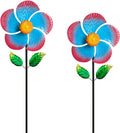 Garden Wind Spinners & Metal Wind Sculptures - Outdoor Windmill Decor with Vibrant Red & Blue, Yard Art for Patio Lawn Garden Ornament, Dynamic Wind Spinner Sculpture for Landscape Decor