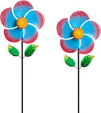 Garden Wind Spinners & Metal Wind Sculptures - Outdoor Windmill Decor with Vibrant Red & Blue, Yard Art for Patio Lawn Garden Ornament, Dynamic Wind Spinner Sculpture for Landscape Decor