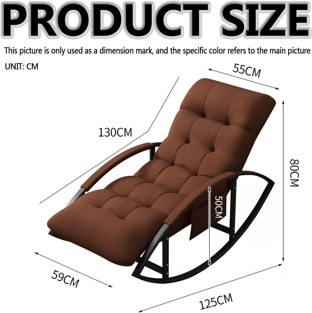 Leisure Rocking Chair and Footstool Set,Living Roomcomfortable Arc Soft Cushion Rocking Chair Breathable Rocking Chair for Bedroom, Modern Armrests Garden Lounger, with Side P,Gray+Gold Legs