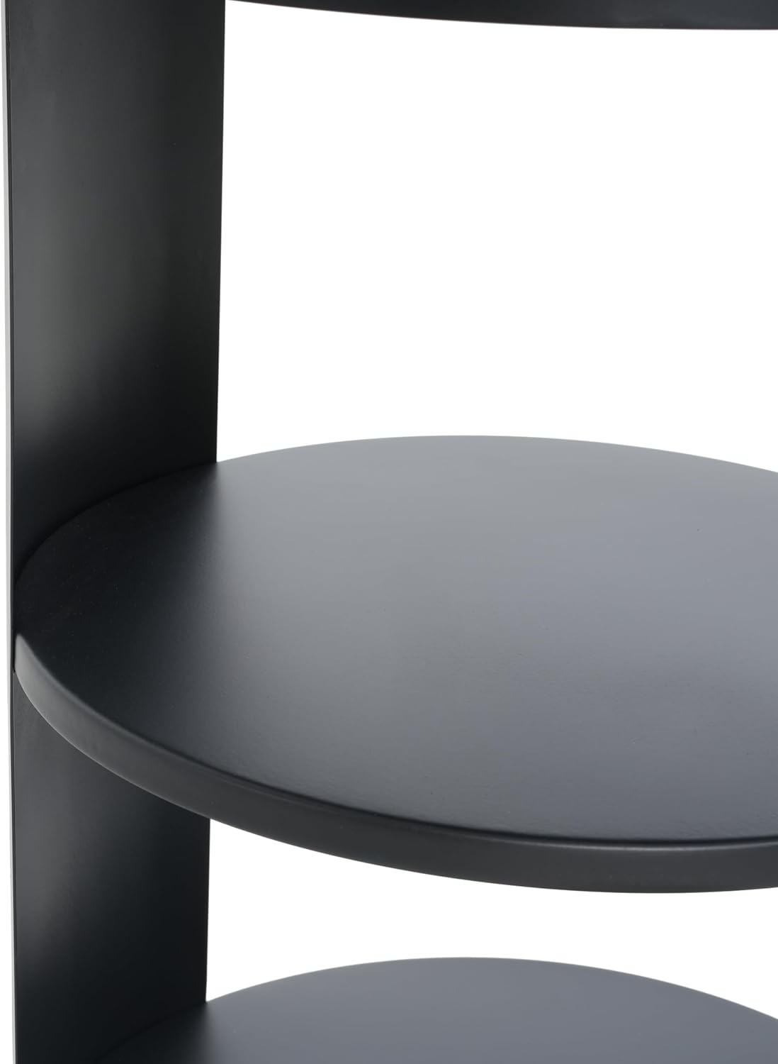 GDFStudio 3-Tier Modern Round Side Table with Sliding Door Storage, Pre-Assembled Matte Black Metal End Table for Living Room or Office – Space-Saving Cylindrical Design with Open Shelves