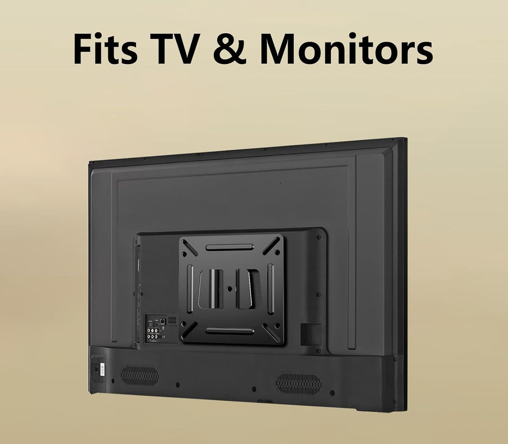 Nuyoah Monitor Wall Mount RV TV Mount Low Profile Wall Bracket VESA Mount | Small TV Mount for 14”-27” Monitor Computer Screens, Ultra Slim TV Bracket Fixed VESA 75x75 100x100mm Easy Mount for Camper