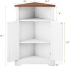 Smuxee Bathroom Corner Storage Cabinet, Farmhouse Floor Corner Cabinet with Barn Door and Adjustable Shelf, White Narrow Cabinet Organizer for Bathroom, Living Room, Kitchen