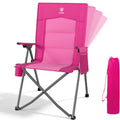 EVER ADVANCED Reclining Camping Chairs for Adult Lightweight, Folding Recliner Chair with Adjustable Back, 4-Level Lounge Chairs, Portable Lawn Chairs for Patio Balcony, Supports 350lbs Pink