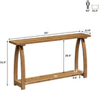 HOKYHOKY Solid Wood Console Table, 63" Long Farmhouse Entryway Tables Narrow Behind Couch Table with A-Shaped Curved Legs, Rustic Skinny Sofa Tables for Living Room, Hallway or Foyer
