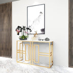 Coffee Table Golden Console Table, Marble Console Table, Telephone Table, Narrow Hall Table with Storage Bookshelf, Suitable for Corridor/Living Room