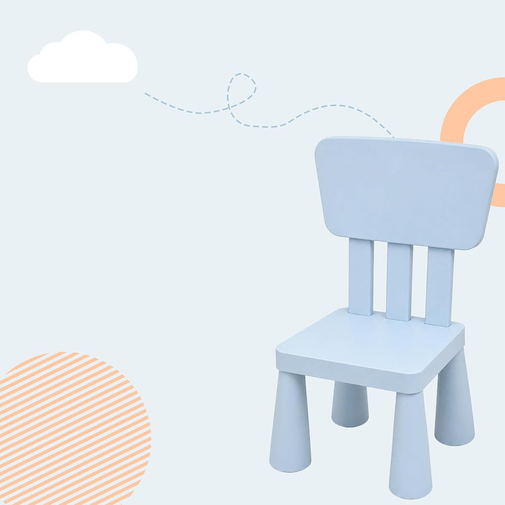 Relaxdays Children's Furniture Set, 1 Children's Table, 2 Chairs, Wipe-Clean, Lightweight Plastic, Seating Corner for Children's Room, Blue