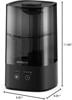 4.5L Humidifiers for Bedroom, Humidifiers for Home Large Room, Cool Mist Humidfiers for Baby and Plant with Timer, Adjustable Mist Level, 360° Nozzle, Auto Shut-Off, Black