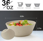 Homienly Cereal Bowl - Wheat Straw Bowls 6 PCS | Microwave & Dishwasher Safe | Patented Textured for Secure Grip| Ideal for Cereal, Soup, Salad - Versatile Dining Alternative to Plastic Bowls(Beige)